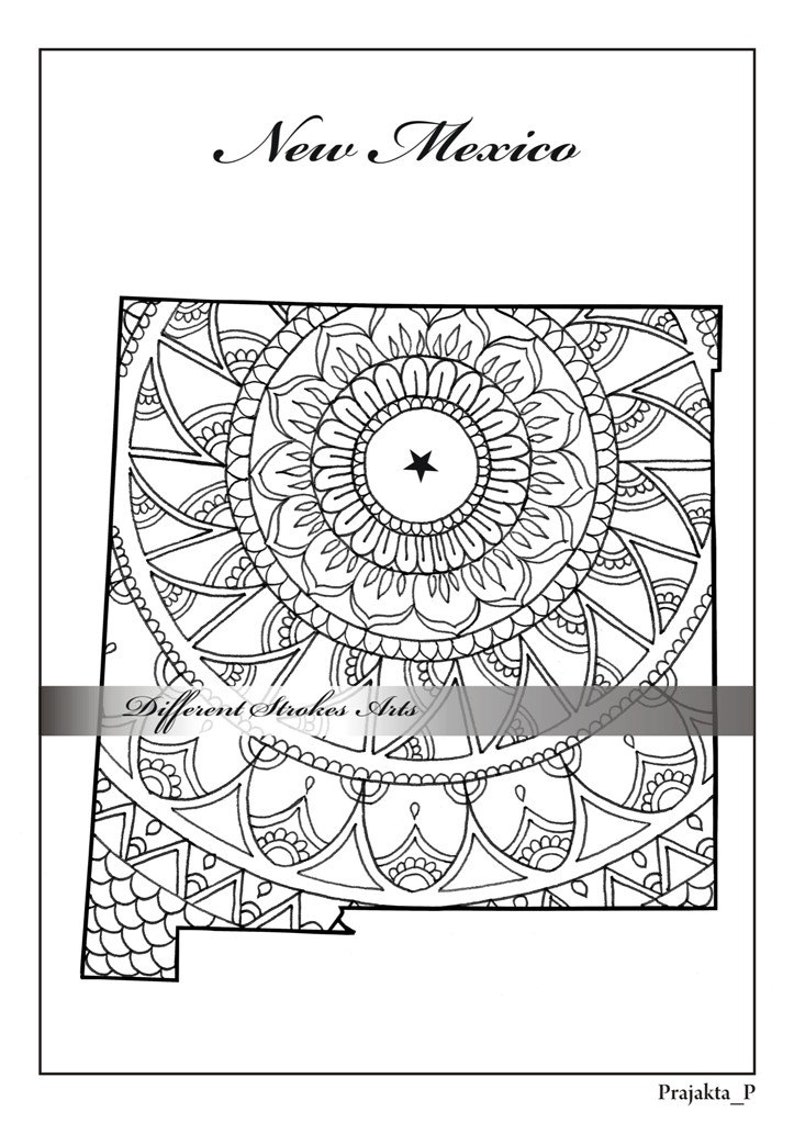 New Mexico Map Adult Coloring Page Printable July Th Art Etsy | My XXX