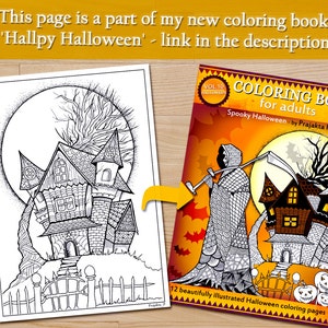 Haunted House Halloween Coloring Pages Printable Halloween | Etsy