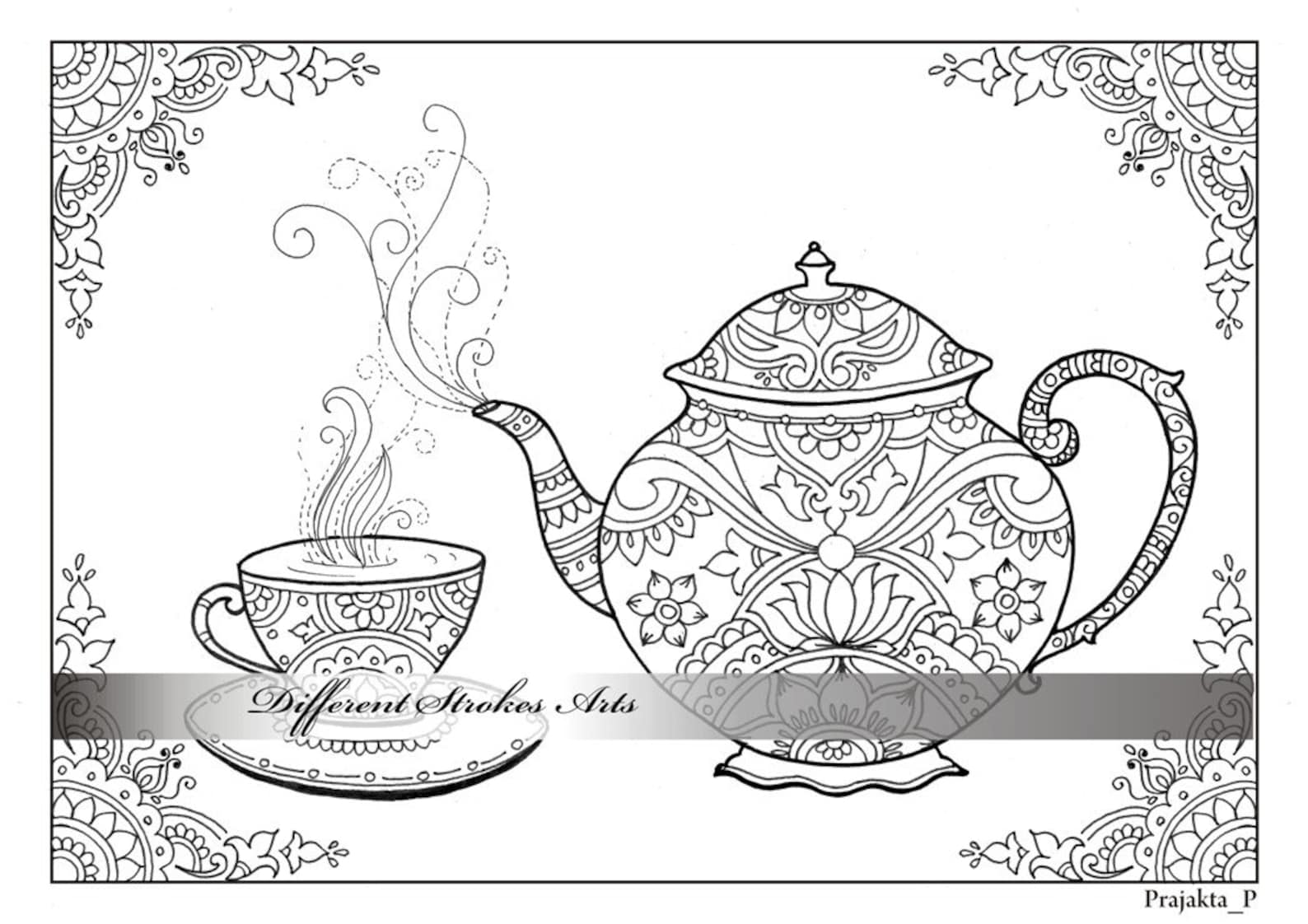 779 Cartoon Tea Time Coloring Pages with Animal character