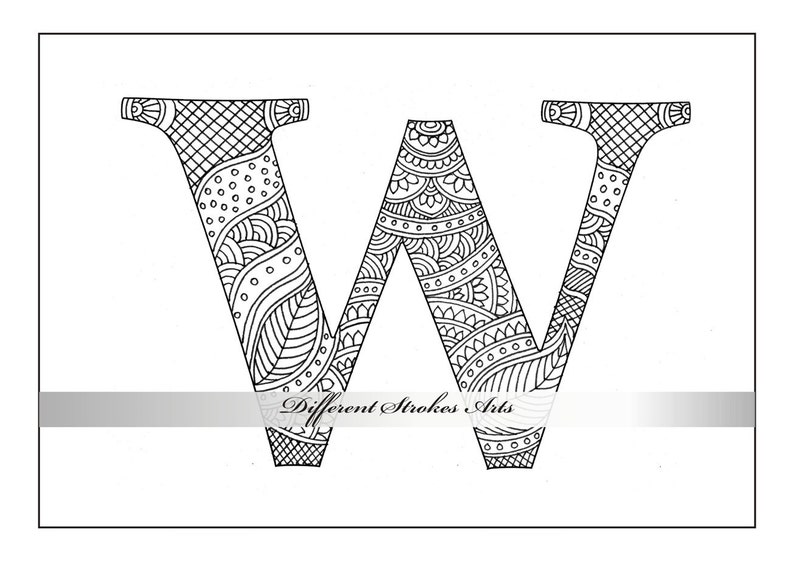 Erwachsene Malvorlagen Zentangle Alphabet W zum Ausdrucken