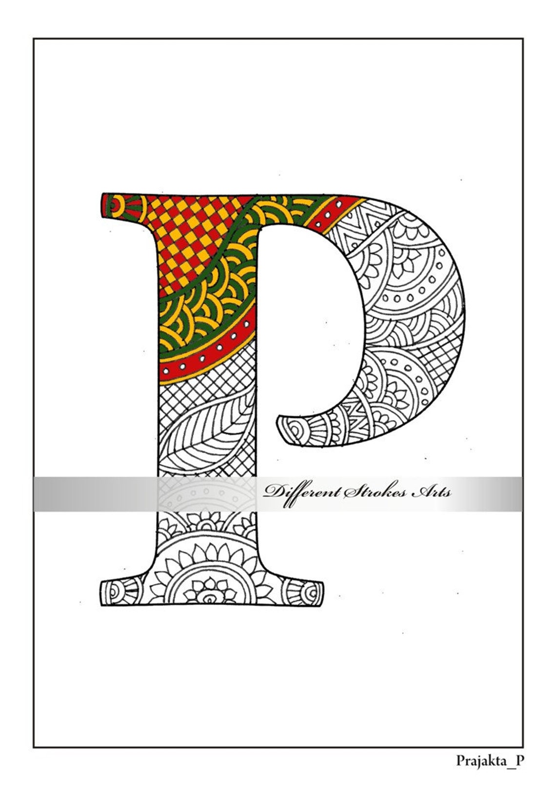 Download Adult coloring pages alphabet P printable zentangle alphabet | Etsy