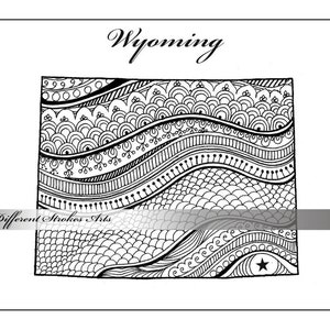 MAPS COLORING PAGE for adults printable Wyoming map to color | Etsy