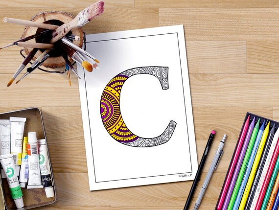 Download Letter C Coloring Page Personalized Coloring Page Letter Etsy