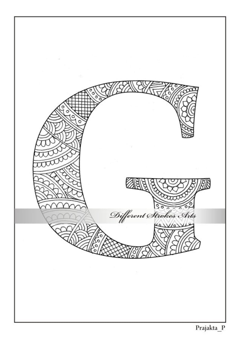 Zentangle Alphabet Coloring Pages