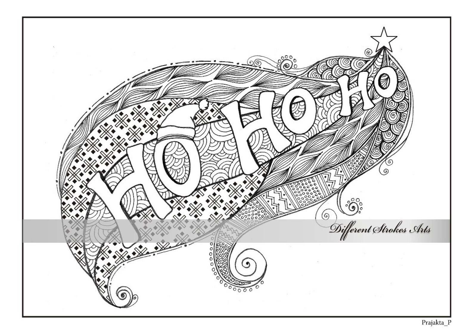 Ho ho ho Christmas coloring page zentangle coloring pages | Etsy