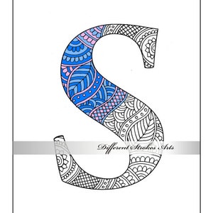Download Zentangle alphabet coloring pages for adults henna doodle ...