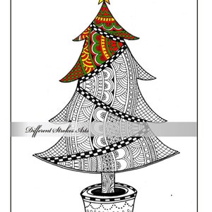 Zentangle Inspired Christmas Coloring Pagechristmas Tree | Etsy