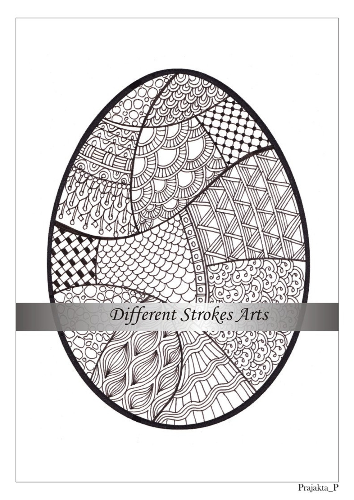 Zentangle Easter egg coloring page for adultsprintable Easter Etsy