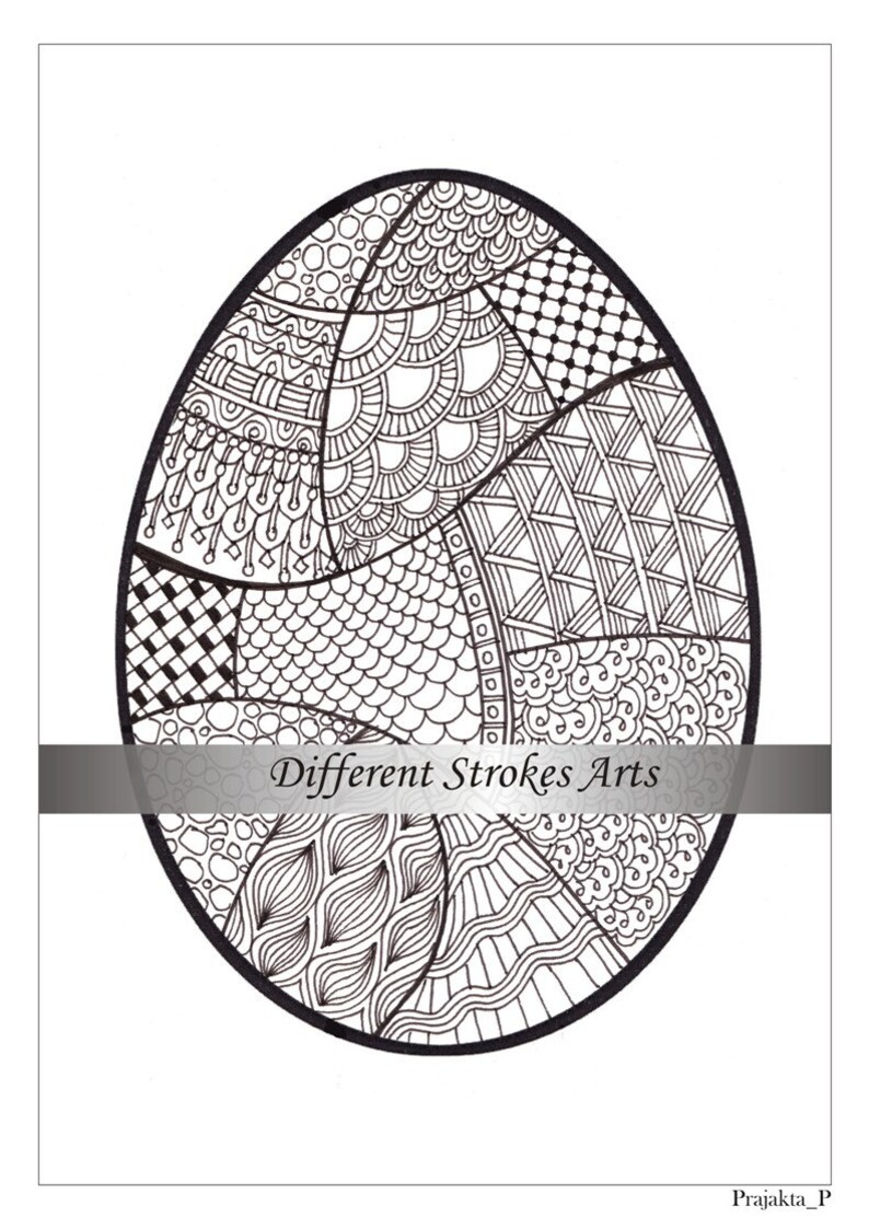 Zentangle Easter egg coloring page for adultsprintable Easter | Etsy