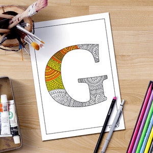 Download Adult Coloring Page Letter Z Zentangle Alphabet Adult Etsy
