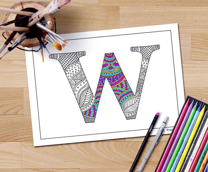 Erwachsene Malvorlagen Zentangle Alphabet W zum Ausdrucken