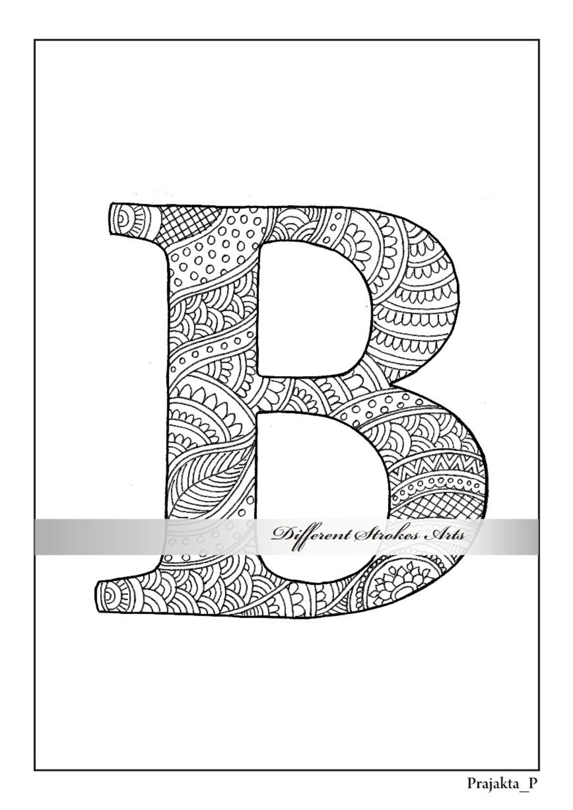 Download Printable Adult coloring book zentangle alphabet coloring for | Etsy