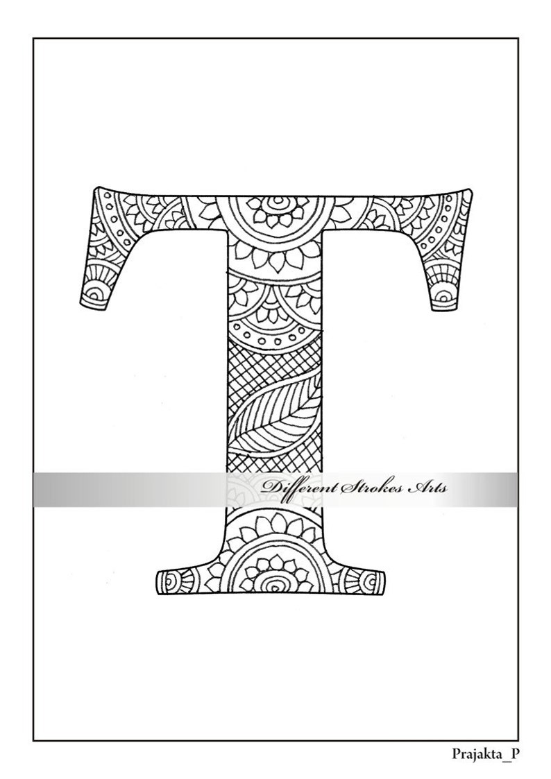 Download Zentangle alphabet coloring pages henna doodle alphabets ...