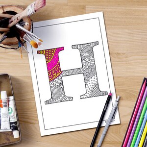 Download Adult Coloring Book Download Zentangle Alphabet Letter Etsy