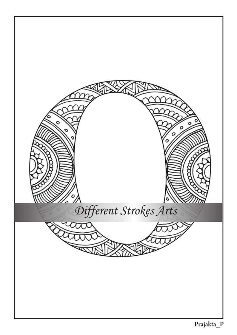 Download Zentangle alphabet coloring page letter O henna doodle | Etsy