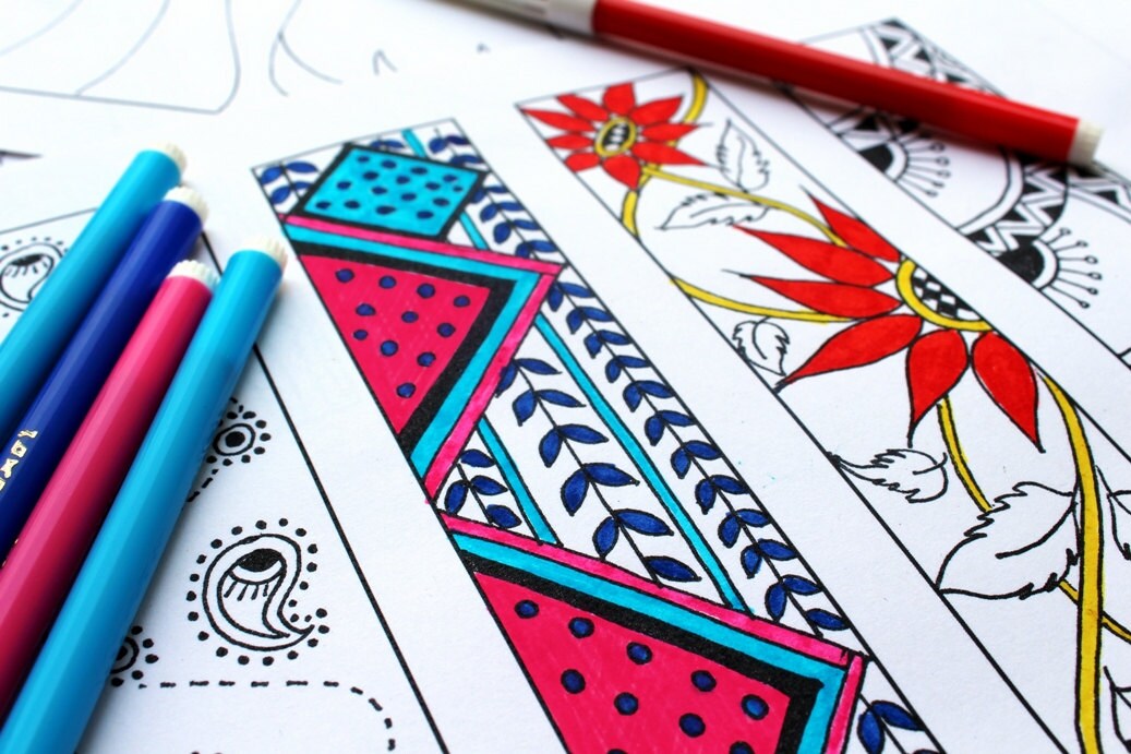 Printable Bookmarks Bookmarks to Color Bookmarks Colouring Etsy UK