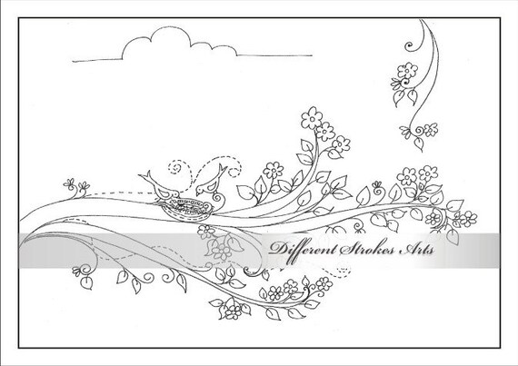 Coloriages Pour Adultes Coloriage Pour Enfants Oiseaux Arbre Griffonnages Imprimable Art Art Nature Doodles