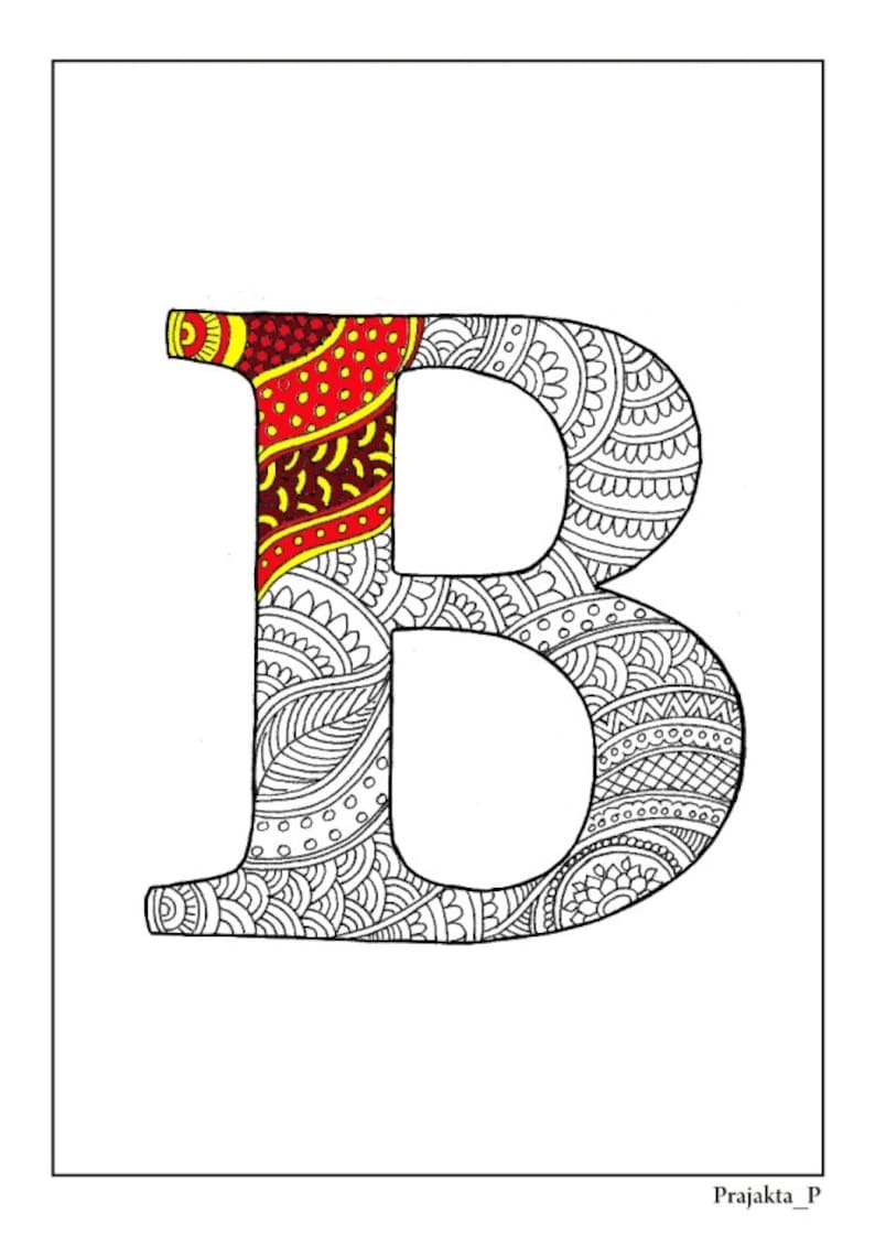 Download Zentangle alphabet coloring pages henna doodle alphabet | Etsy
