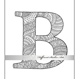 Zentangle Alphabet Coloring Pages Henna Doodle Alphabet | Etsy