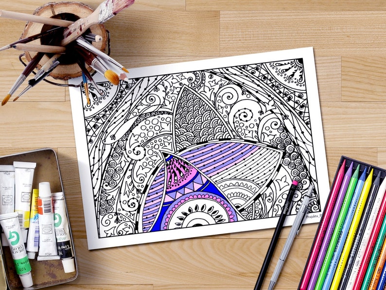 Abstrakte Doodle Färbung Seiten Zentangle Malvorlagen Etsy