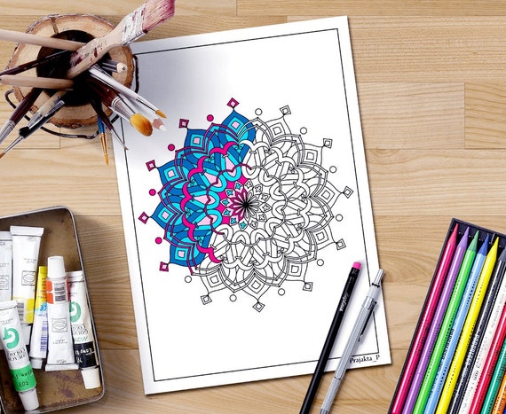 Adult Coloring Page Mandala Do Druku Do Pobrania Mandale Do Etsy