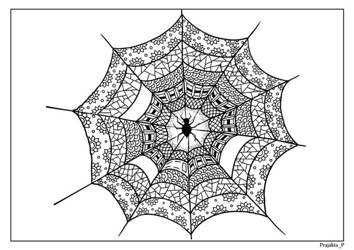 Halloween kleurplaten pagina�s spinnenweb Zentangle Etsy