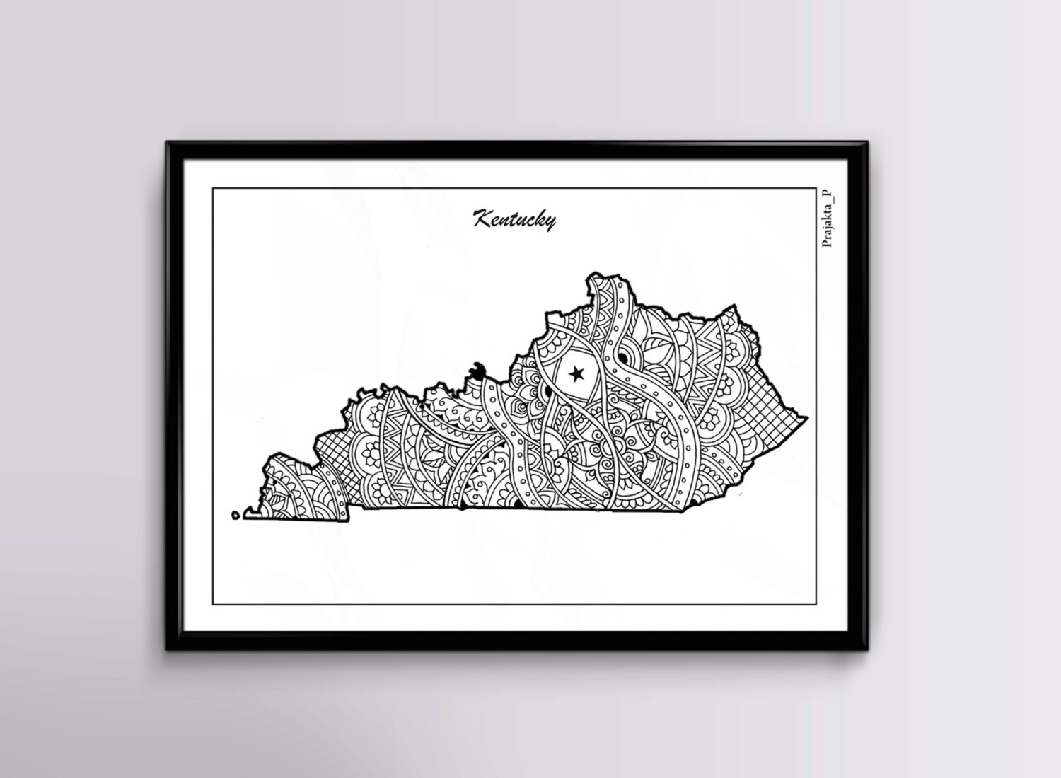 Kentucky map coloring page for adults instant download | Etsy