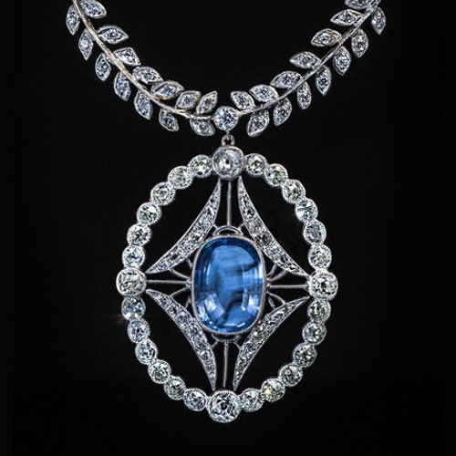 Antique 4.52 Ct Ceylon Sapphire Diamond Pearl Platinum | Etsy