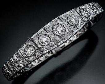 Antik Art Deco Diamant Platin Armband