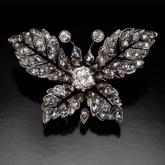 Antique Victorian Diamond Butterfly Brooch - image 4