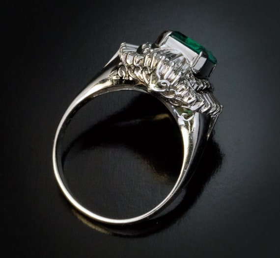 Vintage 2 Ct Colombian Emerald Diamond Engagement… - image 8