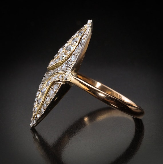Antique Marquise Shape Diamond Ring - image 4