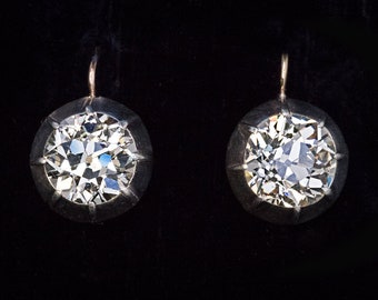 Rare 5.47 Ct Old European Cut Diamond Solitaire Earrings