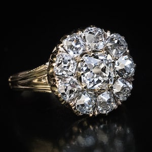 Antiker 3.50 ct Alter Bergkristall Diamant Cluster Ring