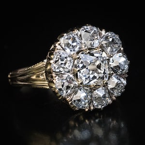 Antique 3.50 Ct Old Mine Cut Diamond Cluster Ring