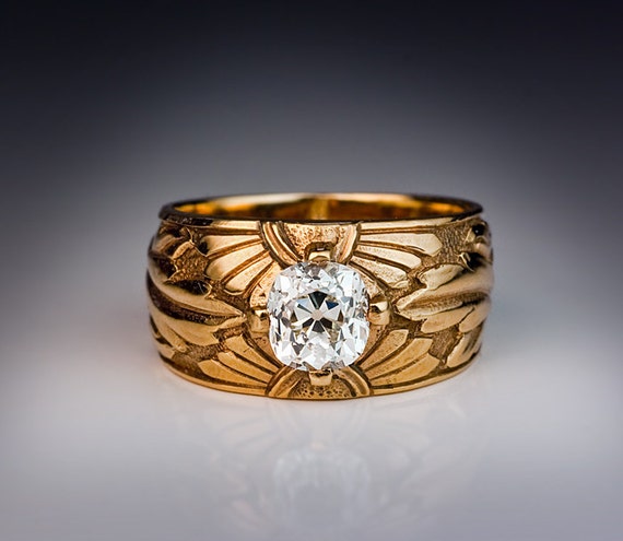 Early 1900s Antique Art Nouveau Solitaire 1 Carat Diamond Gold - Etsy ...