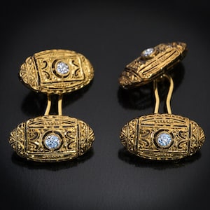 Art Deco Vintage Diamond Gold Openwork Cufflinks