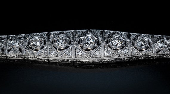 Antique Art Deco Diamond Platinum Bracelet - image 8