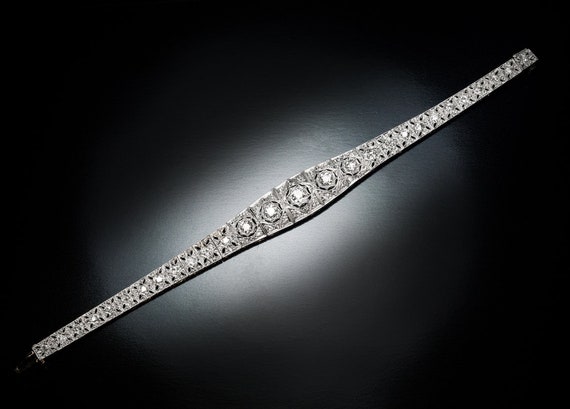 Antique Art Deco Diamond Platinum Bracelet - image 5