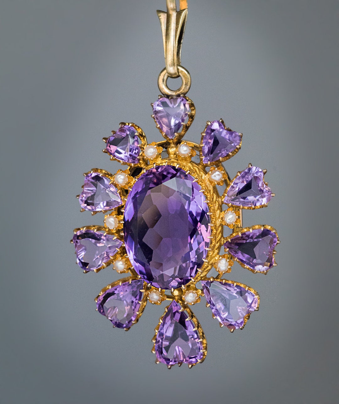 Antique Victorian Amethyst Gold Locket Pendant Etsy Australia