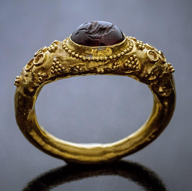 1st C AD Authentic Ancient Roman Wedding Ring Carnelian Intaglio - Ruby Lane