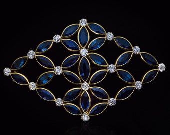 絶妙なアンティークサファイアブローチ。時代を超えた優雅さを極めた