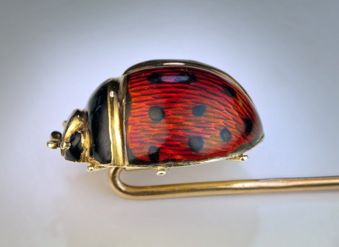 Antique Enamel Gold Ladybug Stick Pin Victorian Jewelry 1800s Etsy