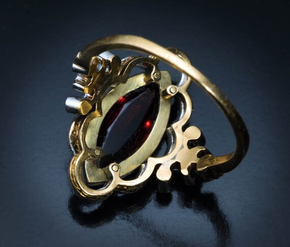 Antique Victorian Garnet Rose Cut Diamond Ring - image 4