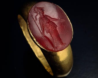 Großer antiker römischer Karneol Intaglio Goldring Ref 885490