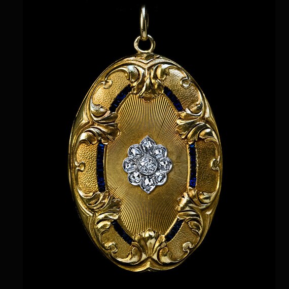 Large Belle Epoque Antique Jeweled Gold Pendant Locket | Etsy