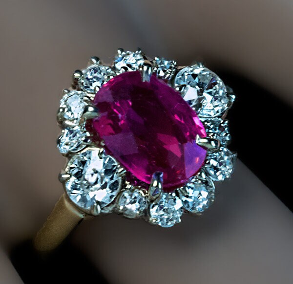 Vintage No-Heat 2.71 Ct Burma Ruby Diamond Engagement Ring | Etsy