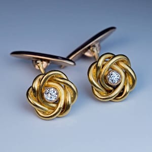 Antique Diamond Gold Knot Cufflinks