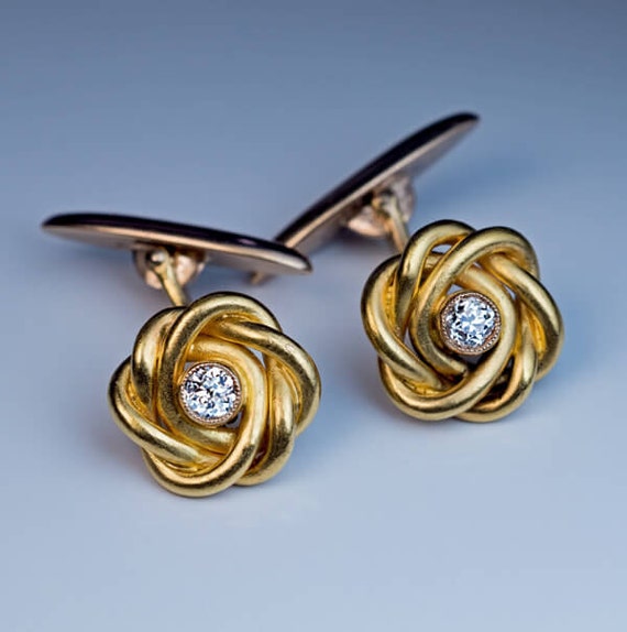 Antique Diamond Gold Knot Cufflinks