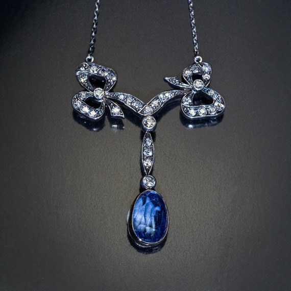 Belle Epoque Antique Sapphire Diamond Necklace